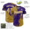 Custom Old Gold Purple-White 3D Pattern Design Abstract Brush Stroke Authentic Baseball Jersey