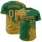 Custom Old Gold Kelly Green-Black 3D Pattern Design Abstract Brush Stroke Authentic Baseball Jersey