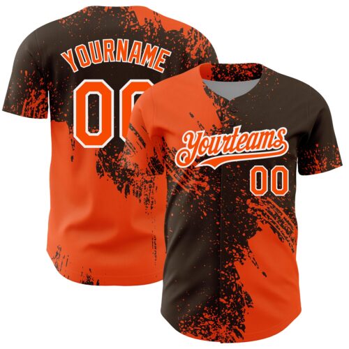3DPattern4349 Custom Orange Brown-White 3D Pattern Design Abstract Brush Stroke Authentic Baseball Jersey