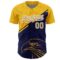 Custom Yellow Old Gold-Navy 3D Pattern Design Animal Eagle Authentic Baseball Jersey
