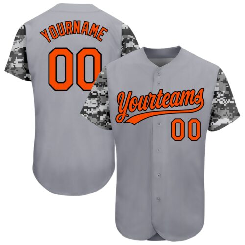 3DPattern4434_9328b566-1e6b-4004-8e1f-a72038997928 Custom Gray Orange Black-Camo 3D Pattern Design Authentic Baseball Jersey