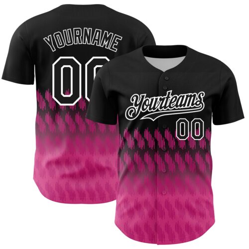 3DPattern4440_3b1d4a04-7515-4601-8d93-7cf342df5bcf Custom Black Pink-White 3D Pattern Design Lines Authentic Baseball Jersey