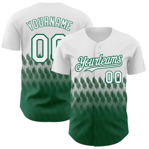 3DPattern4442_b346c217-0876-40c4-afea-f2415b93a873 Custom White Kelly Green 3D Pattern Design Lines Authentic Baseball Jersey