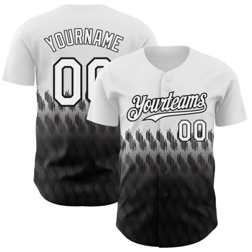 3DPattern4443_aeb7d07b-60d0-41fb-9fba-4f8a185695c7 Custom White Black 3D Pattern Design Lines Authentic Baseball Jersey