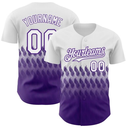 3DPattern4445_6aecb19e-4bf7-4505-b40a-8d479752e235 Custom White Purple 3D Pattern Design Lines Authentic Baseball Jersey