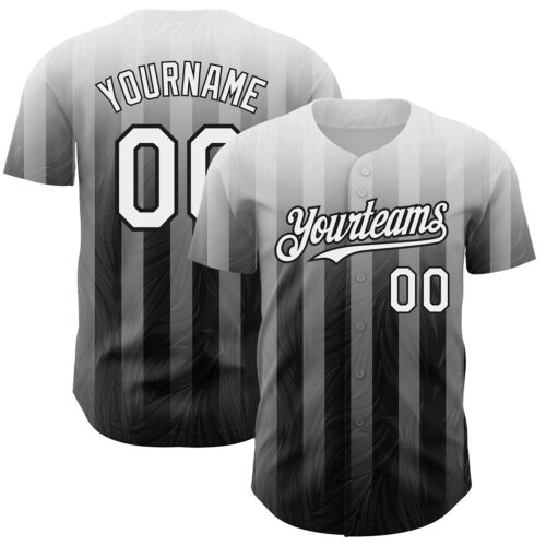 3DPattern4452_3d916fd2-69ed-4deb-9595-8273635f8597 Custom Gray White-Black 3D Pattern Design Stripes Authentic Baseball Jersey