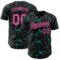 Custom Black Pink-Aqua 3D Pattern Design Abstract Network Authentic Baseball Jersey