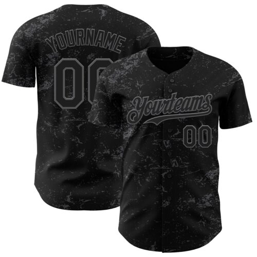 3DPattern4524 Custom Black Steel Gray 3D Pattern Design Abstract Splatter Texture Authentic Baseball Jersey