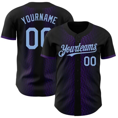 3DPattern4549 Custom Black Light Blue-Purple 3D Pattern Design Geometric Shapes Authentic Baseball Jersey