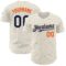 Custom Cream Navy-Orange 3D Pattern Design Confetti Authentic Baseball Jersey