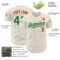 Custom Cream Kelly Green-Red 3D Pattern Design Confetti Authentic Baseball Jersey