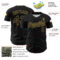 Custom Black Old Gold 3D Pattern Design Confetti Authentic Baseball Jersey