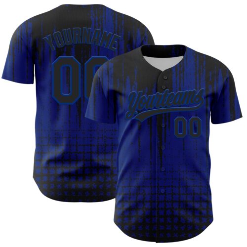 3DPattern4595 Custom Royal Black 3D Pattern Design Abstract Shape Authentic Baseball Jersey