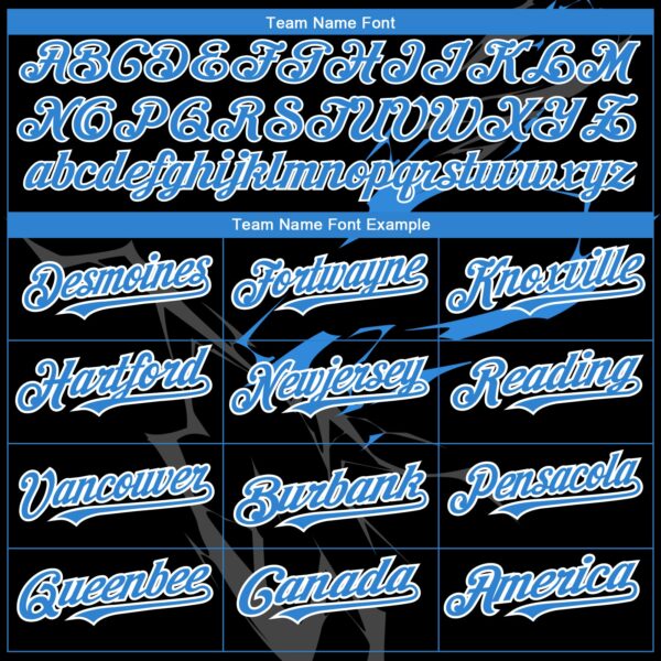 Custom Black Electric Blue-White 3D Pattern Design Lightning Authentic Baseball Jersey