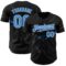 Custom Black Electric Blue-White 3D Pattern Design Lightning Authentic Baseball Jersey