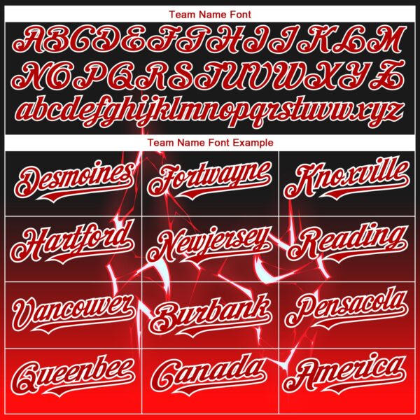 Custom Black Red-White 3D Pattern Design Lightning Authentic Baseball Jersey