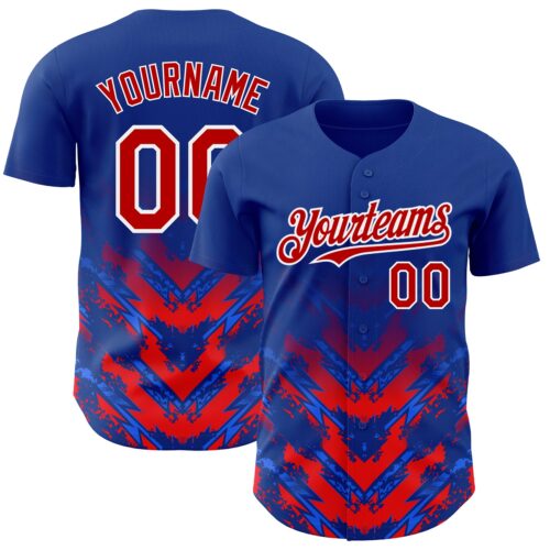 3DPattern4626 Custom Thunder Blue Red-White 3D Pattern Design Abstract Arrow Authentic Baseball Jersey