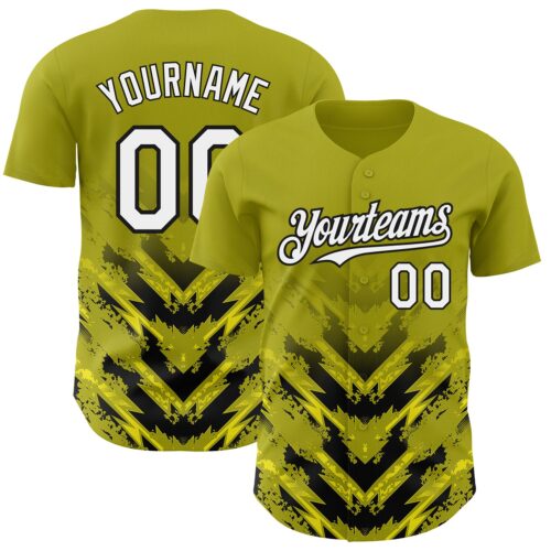 3DPattern4627 Custom Olive White-Black 3D Pattern Design Abstract Arrow Authentic Baseball Jersey