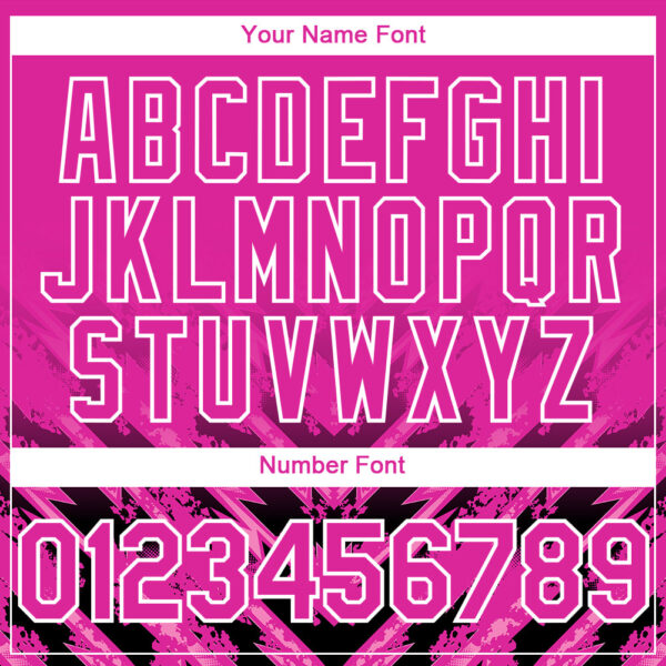 Custom Deep Pink Black-White 3D Pattern Design Abstract Arrow Authentic Baseball Jersey