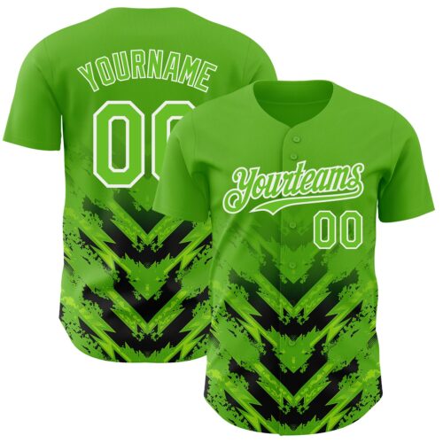 3DPattern4630 Custom Aurora Green Black-White 3D Pattern Design Abstract Arrow Authentic Baseball Jersey