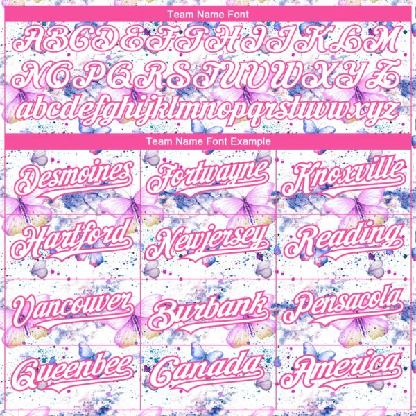 Custom White Pink 3D Pattern Design Animal Butterfly Authentic Baseball Jersey