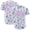 Custom White Medium Purple 3D Pattern Design Animal Butterfly Authentic Baseball Jersey