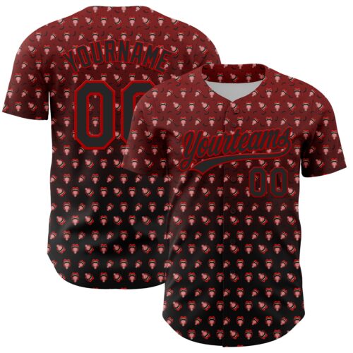 3DPattern4706 Custom Red Black 3D Pattern Design Gothic Style Devil Authentic Baseball Jersey