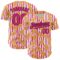 Custom White Hot Pink-Black 3D Pattern Design Tropical Anthurium Flower Authentic Baseball Jersey