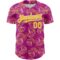 Custom Deep Pink Gold-White 3D Pattern Design Tropical Anthurium Flower Authentic Baseball Jersey