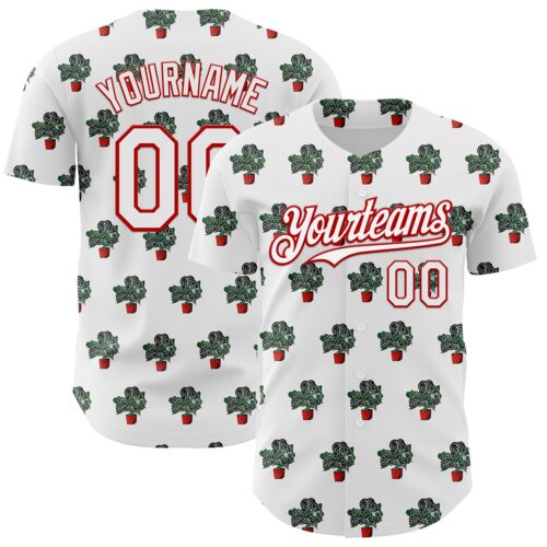 3DPattern4765 Custom White Red 3D Pattern Design Tropical Anthurium Crystal Authentic Baseball Jersey