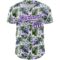 Custom White Purple 3D Pattern Design Tropical Monstera Authentic Baseball Jersey