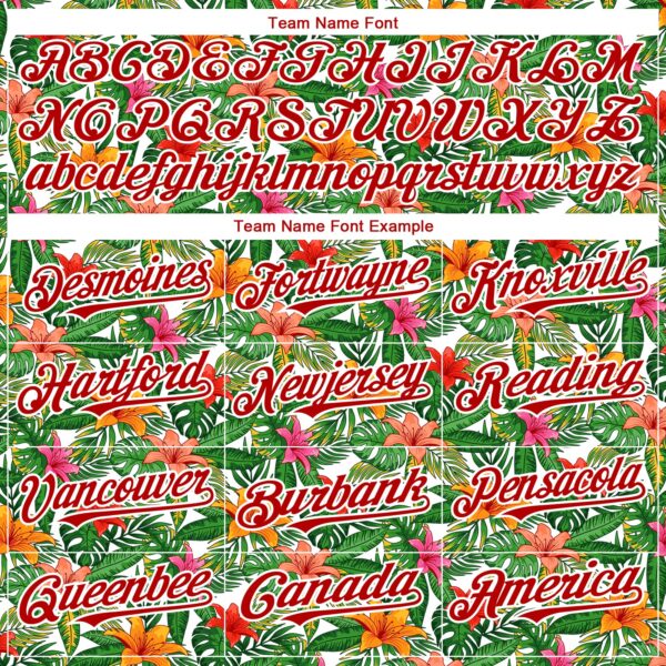 Custom White Red 3D Pattern Design Tropical Flower Authentic Baseball Jersey