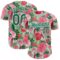 Custom White Kelly Green 3D Pattern Design Tropical Plant And Bird Authentic Baseball Jersey
