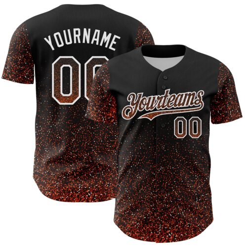 3DPattern4787 Custom Black Orange-White 3D Pattern Design Abstract Colorful Glittering Dot Authentic Baseball Jersey