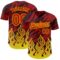 Custom Red Black-Light Yellow 3D Pattern Design Flame Authentic Baseball Jersey