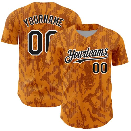 3DPattern4808 Custom Bay Orange Black-White 3D Pattern Design Abstract Fluid Authentic Baseball Jersey