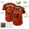 Custom Orange Black-White 3D Pattern Design Abstract Fluid Authentic Baseball Jersey