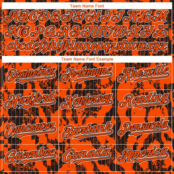 Custom Orange Black-White 3D Pattern Design Abstract Fluid Authentic Baseball Jersey