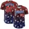 Custom Red Royal-White 3D Pattern Design American Eagle Authentic Baseball Jersey