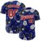 Custom Royal Red-White 3D Pattern Design American Eagle Authentic Baseball Jersey