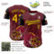 3DPattern4989-2 Custom Crimson Gold-Black 3D Pattern Design Football Helmet And Animal Claw Authentic Baseball Jersey