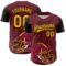 3DPattern4989 Custom Crimson Gold-Black 3D Pattern Design Football Helmet And Animal Claw Authentic Baseball Jersey