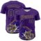 3DPattern4992 Custom Purple Dark Purple-Old Gold 3D Pattern Design Football Helmet And Ball Authentic Baseball Jersey