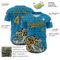 3DPattern4993-2 Custom Panther Blue Old Gold-Black 3D Pattern Design Football Jaguar Helmet And Ball Authentic Baseball Jersey