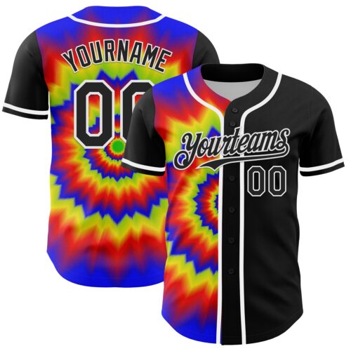 3DPattern5028 Custom Black White 3D Pattern Design Rave Psychedelic Authentic Baseball Jersey