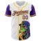 Custom White Purple-Yellow 3D Pattern Design Rave Monster Authentic Baseball Jersey
