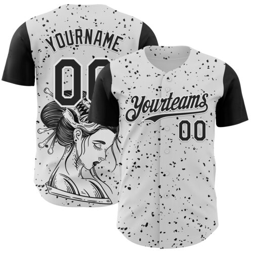 3DPattern5043 Custom White Black 3D Pattern Design Rave Dark Art Authentic Baseball Jersey