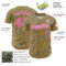 Custom Old Gold Pink-White 3D Pattern Design Geometric Shape Authentic Baseball Jersey