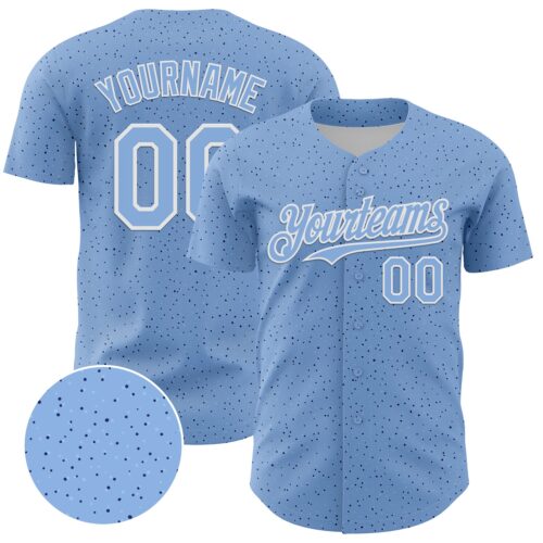 3DPattern5059 Custom Light Blue White 3D Pattern Design Dots Authentic Baseball Jersey
