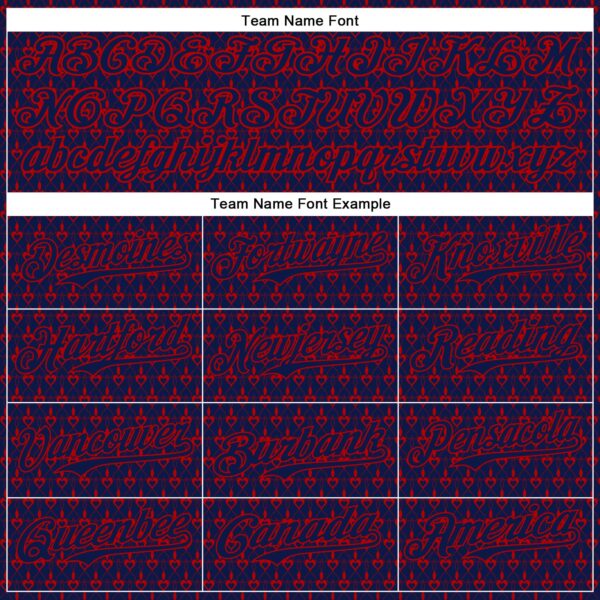 Custom Navy Red 3D Pattern Design Hearts Authentic Baseball Jersey